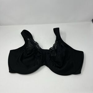 Glamorise Bra Plus Sz Low Cut WonderWire Lace 1885 Black New Without Tag | 44 F